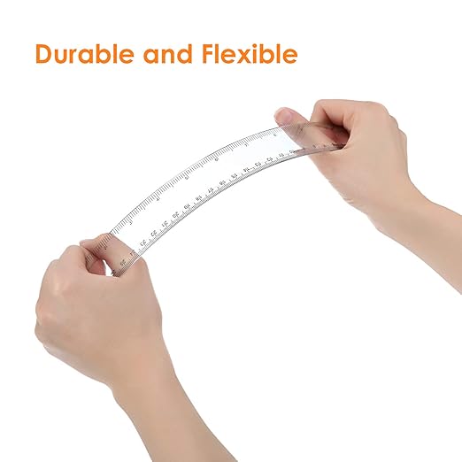EBOOT 20 Pack Clear Plastic 12 Inch Straight Flexible Ruler - Image 6