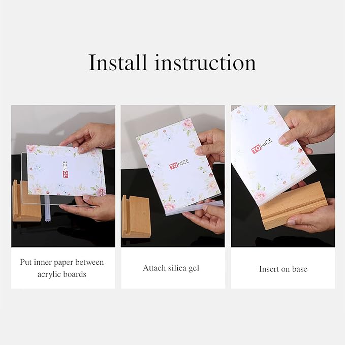 TONICE® 3 Pack 8.5x11 Acrylic Sign Holder L Shape Slant Back Design Clear - Image 4