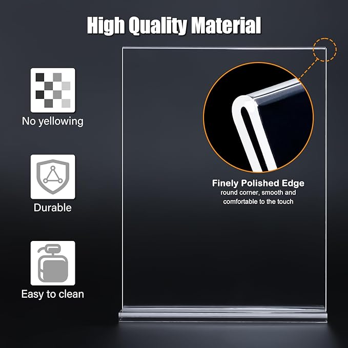 xydstay 6pack Acrylic Sign Holder 5 X 7, Vertical T Shape Clear Plastic Sign - Image 4