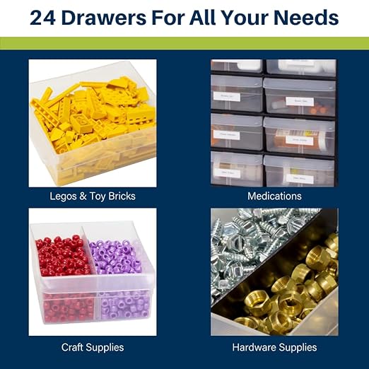 Akro-Mils 24-Drawer Plastic Storage Cabinet | 20" W x 6" D x 16" H | Black | - Image 5