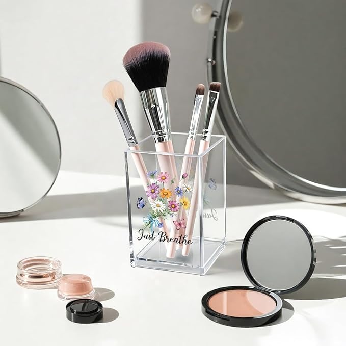 Vgrti Just Breathe Acrylic Cosmetic Pencil Pen Holder Cup, Hope Inspirational - Image 3