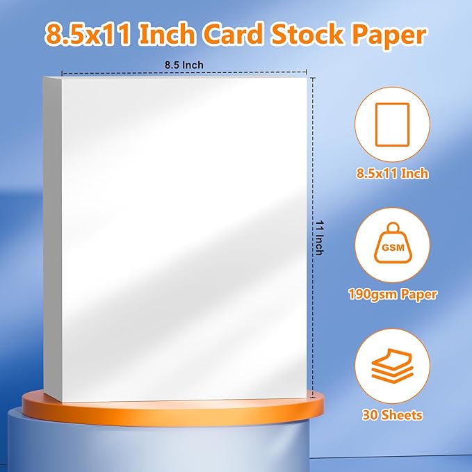 60 Sheets of Cardstock 8.5 x 11, Heavyweight Cover Cardstock Printer Paper 8.5 - Image 2
