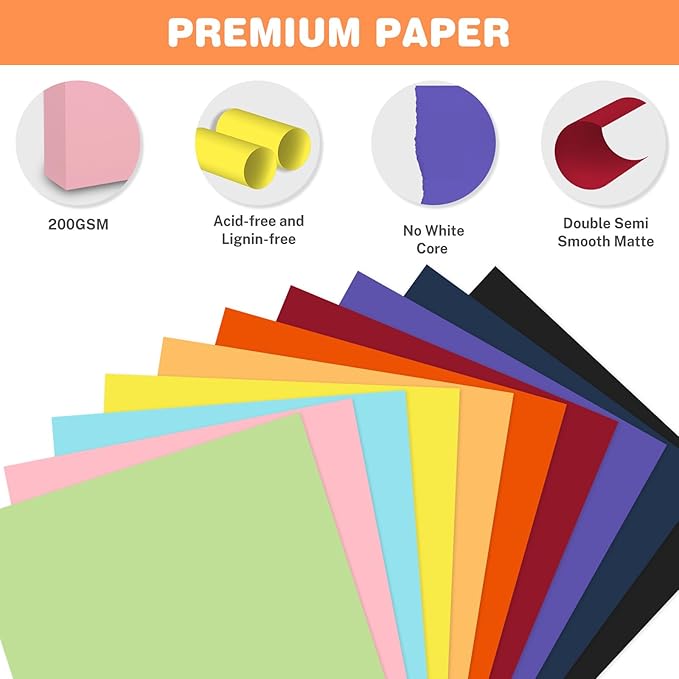 Cardstock 8.5 X 11, 40 Sheets 10 Colors Card Stock, 75lb/ 200gsm Copy Paper - Image 3