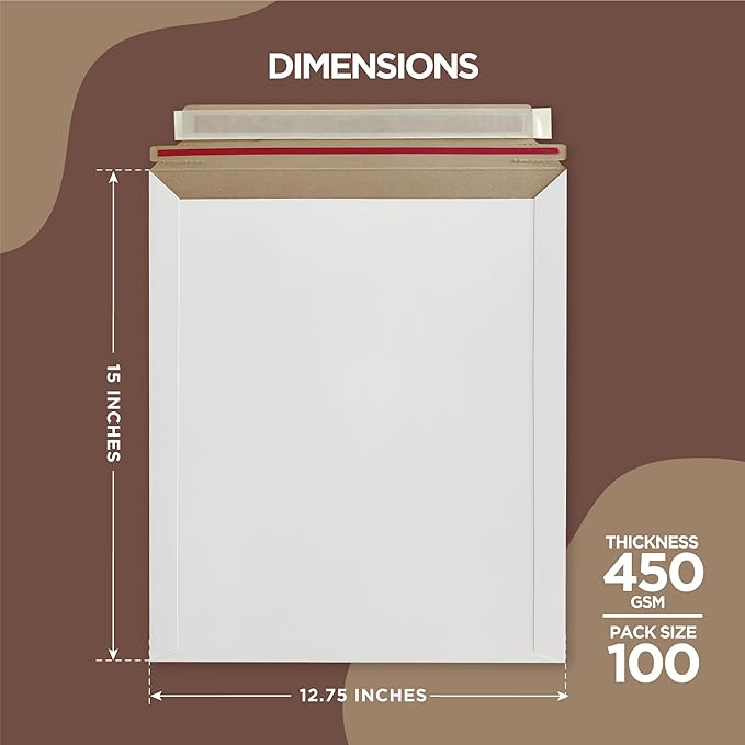 Rigid Mailers 12.75x15 Inches Pack of 100 – Self Adhesive White Magazine - Image 2