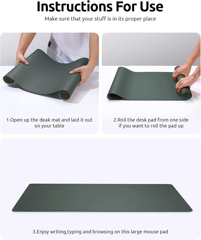 YSAGi Leather Desk Pad Protector, Office Desk Mat, Large Mouse Pad, Non-Slip PU - Image 9