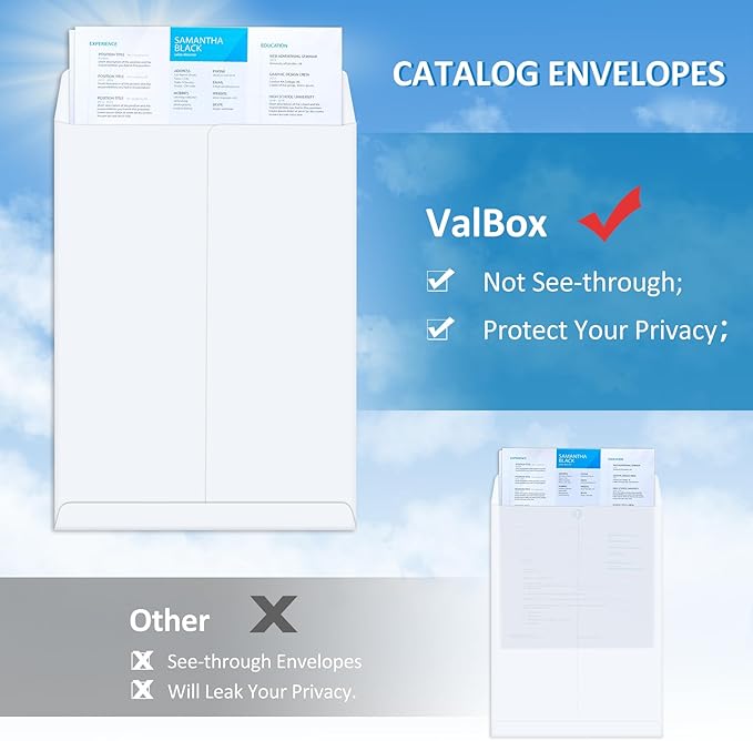 ValBox 9x12 Self Seal Catalog Envelopes 250 Packs White Envelopes - Image 5