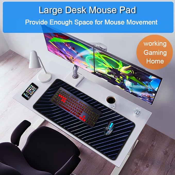Gaming Mouse Pad, 31.5x15.7 inch Large Extended Computer Keyboard Mouse Mat - Image 6
