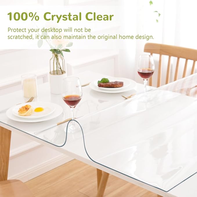 Eisdroma 44 x 84 Inch Clear Table Cover Protector, 1.5mm Plastic Table Cover - Image 5
