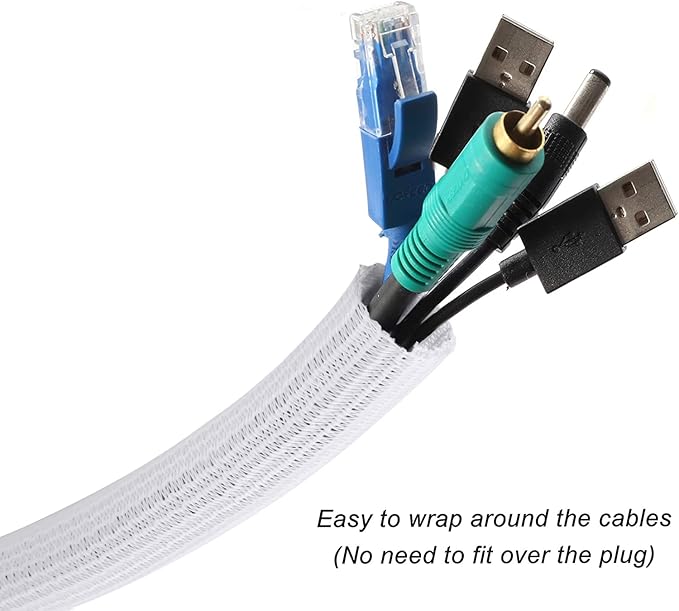 CrocSee 10ft - 1/2 inch Braided Cable Management Sleeve Cord Protector - - Image 2