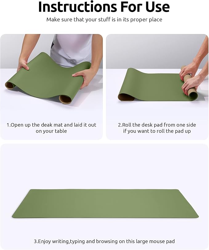 YSAGi Leather Desk Protector, Office Mat, Large Mouse Pad, Non-Slip PU Leather - Image 9