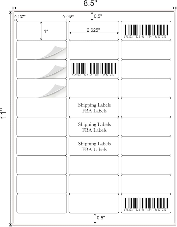 1" x 2-5/8" Address Labels 900 Labels Sticker Paper - Image 2