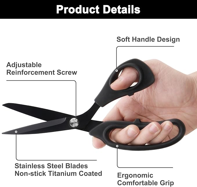 Zicolu Premium Proseries Sewing Fabric Scissors Bundle, Sharp Titanium Coated - Image 4