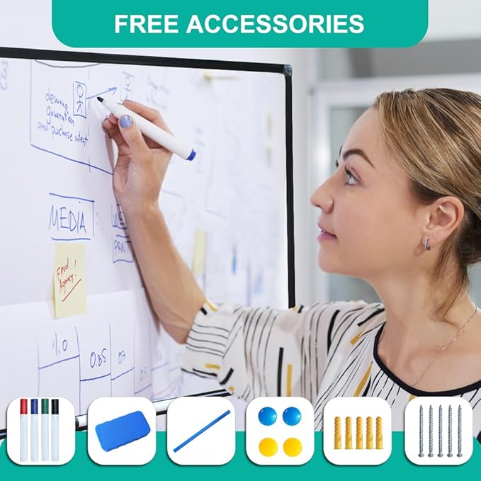 XIWODE Large 36x60 Inch Magnetic Dry Erase Whiteboard，Black Aluminum Frame - Image 3