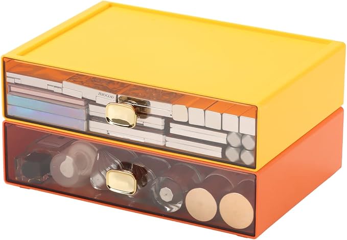 OSteed Spacious Desktop Storage Box, 2 Large Storage Drawers, Stackable Office - Image 4
