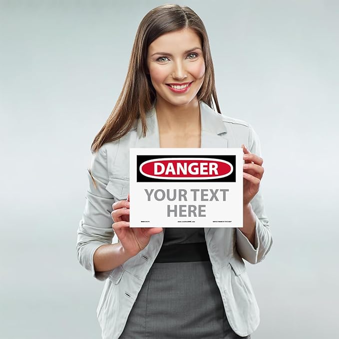 Custom OSHA Style Danger Sign 7" x 10" Adhesive Vinyl Sign, Customizable "Your - Image 2