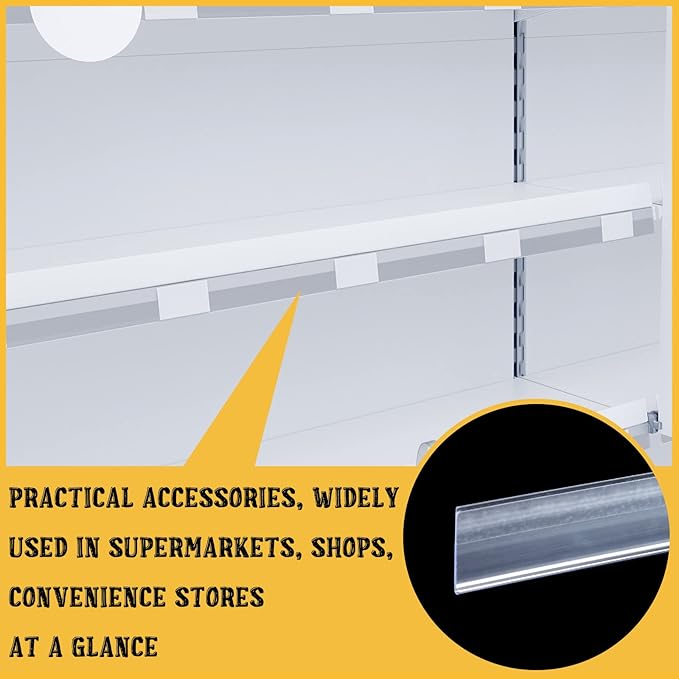 Fainne 100 Pcs 1.25 Inch Shelf Label Strip Holders Plastic Wire Shelf Price Tag - Image 5