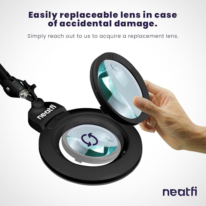 Neatfi XL Bifocal LED Magnifying Lamp, 7-Inch Acrylic Lens, 5D/20D Magnification - Image 6