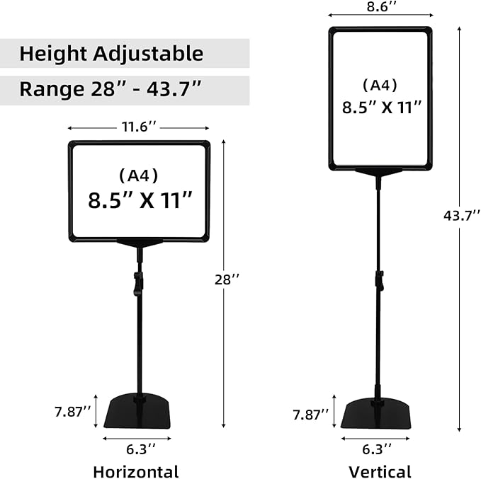 Sign Holder Stand with Adjustable Height Snap Open, Reusable Sign Holder 8.5 x - Image 4