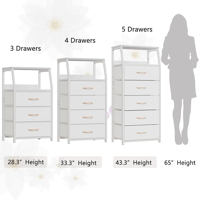 Furnulem White Nightstand with 3 Drawers and 2-Tier Shelf, Small Night Stand - Image 7