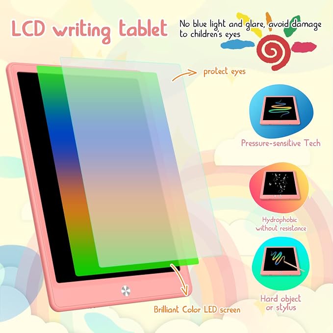 BUKEBU LCD Writing Tablet Doodle Board, Colorful Drawing Pad, Electronic - Image 4