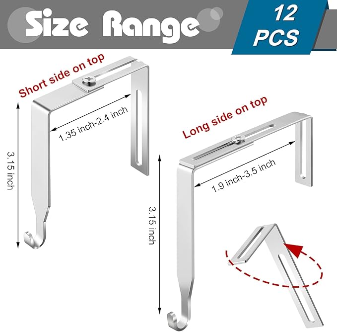 Amylove 12 Pcs Adjustable Cubicle Hanger Universal Partition Metal Cubicle - Image 2