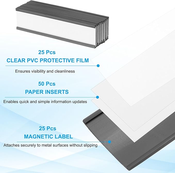 PATIKIL Magnetic Label Holder 4" x 0.7" - Image 3