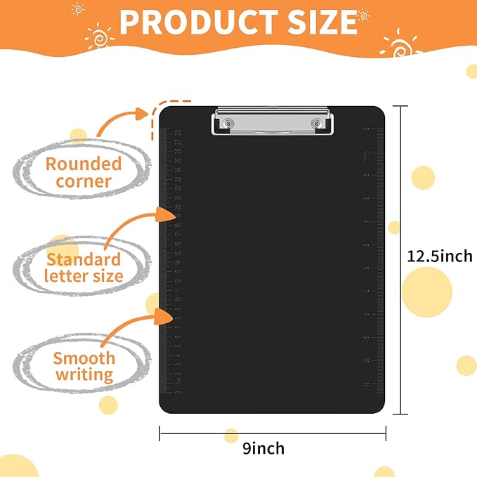 Black Clipboards, PANDRI 16 Pack Plastic Clipboards - Image 2