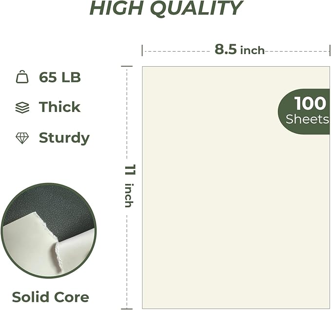 100 Sheets Cream Cardstock 8.5 x 11, Creebe 65lb Ivory Card Stock Off White - Image 2