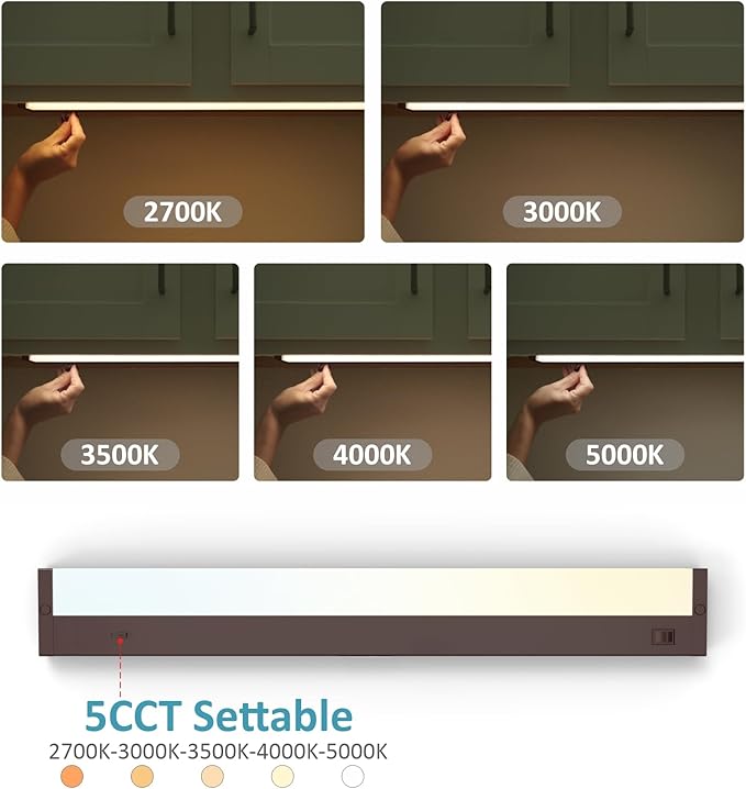 Leetdud LED Under Cabinet Lighting Hardwired or Plug in, 18 Inch 9W, Dimmable 5 - Image 3
