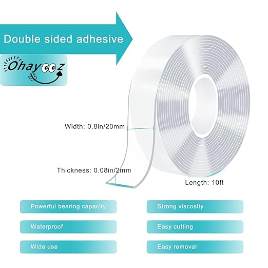 Ohayooz® Extra Strong Double Sided Tape Heavy Duty Removable 50FT, Photo Deco - Image 3