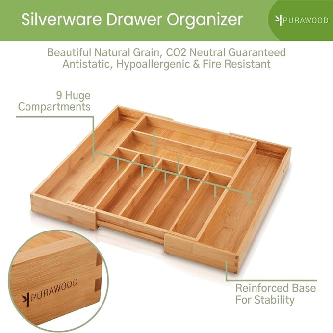 Purawood Bamboo Drawer Organizer - Image 4