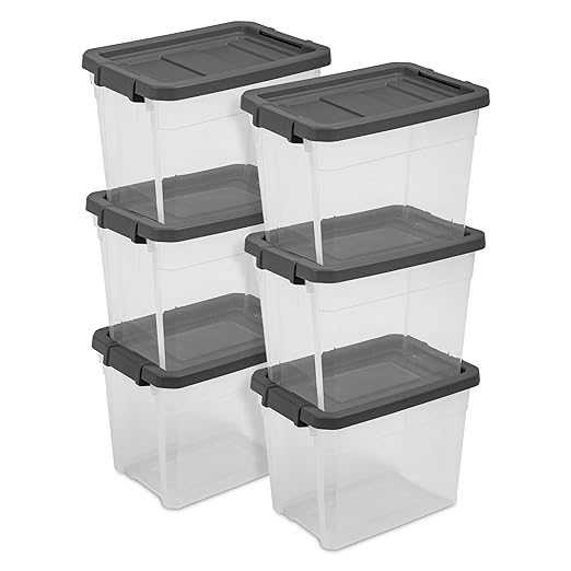 Sterilite 24-Pack Modular Stacker Box, Durable Clear Plastic Storage Bins by Sterilite