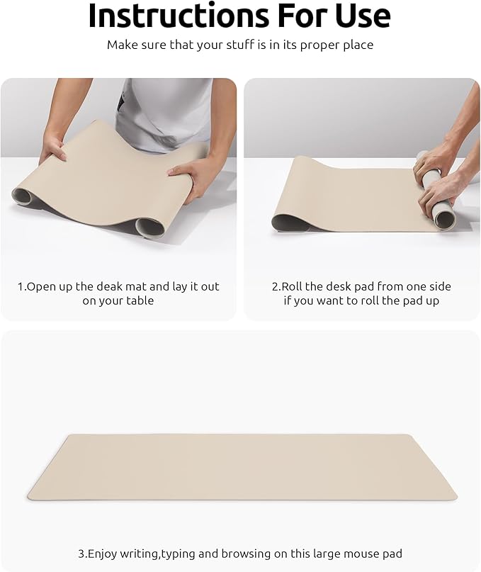 YSAGi Leather Desk Pad Protector, Large Mouse Pad, Non-Slip PU Leather Desk - Image 9