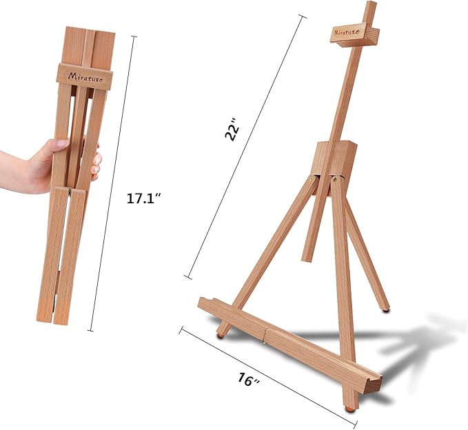 Miratuso Art Easel A-Frame Painting Easel, Wood Display Stand Holding Canvas Up - Image 2
