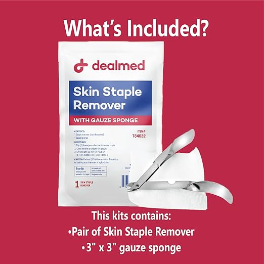 Dealmed Sterile Staple Removal Kit, Includes Staple Remover and Gauze Sponge - Image 3