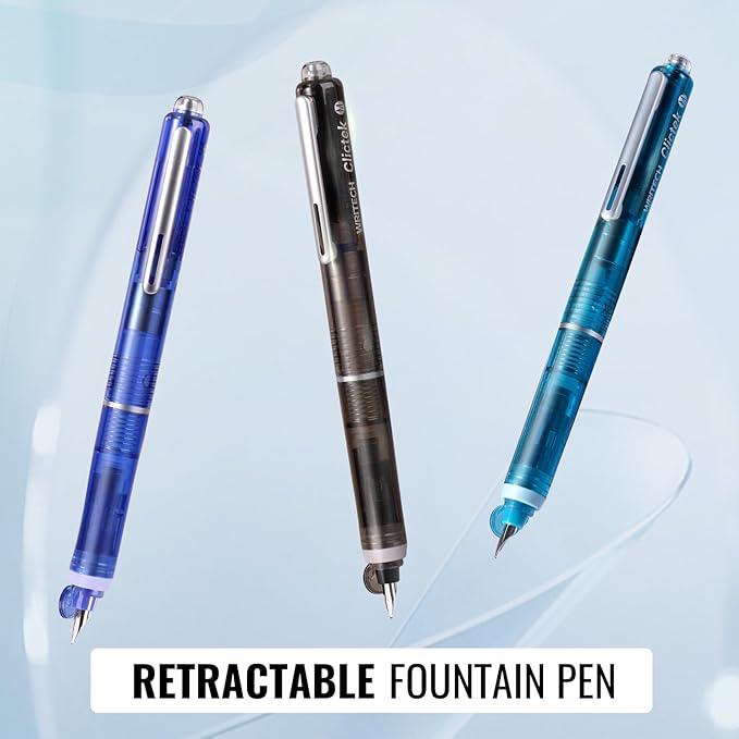WRITECH Clictek Fountain Pen Set: Retractable Style Blue Ink Medium Nib - Image 7