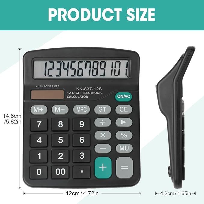 2 Pack Calculator Bulk, 12 Digits Calculators Desktop - Image 5