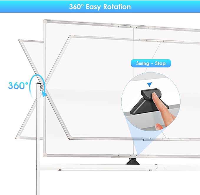 maxtek Rolling Whiteboard, 72x48 Large Double-Sided White Board Dry Erase on - Image 3