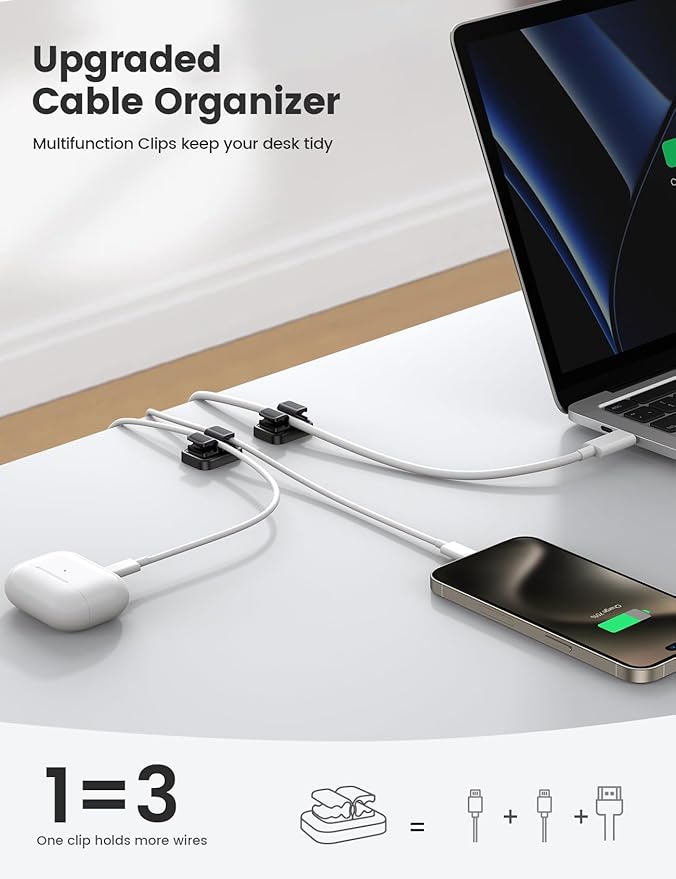 Lamicall 6Pack 3-in-1 Cord Spring Clip Holder - Image 2
