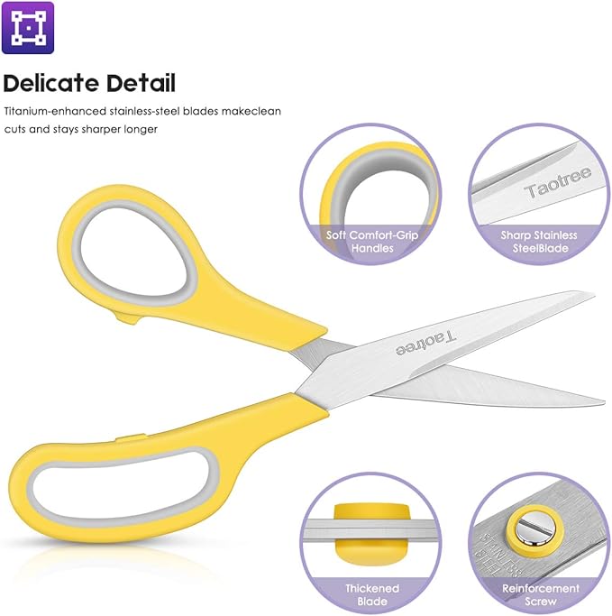 Scissors Bulk 60-Pack, Taotree 8" All Purpose Scissors, Soft Comfort-Grip - Image 4