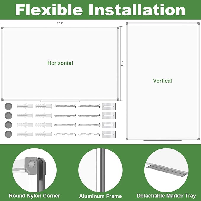 Lockways Dry Erase Board 72 x 48 Inch, Large Magnetic White Board Pack of 2 - Image 2