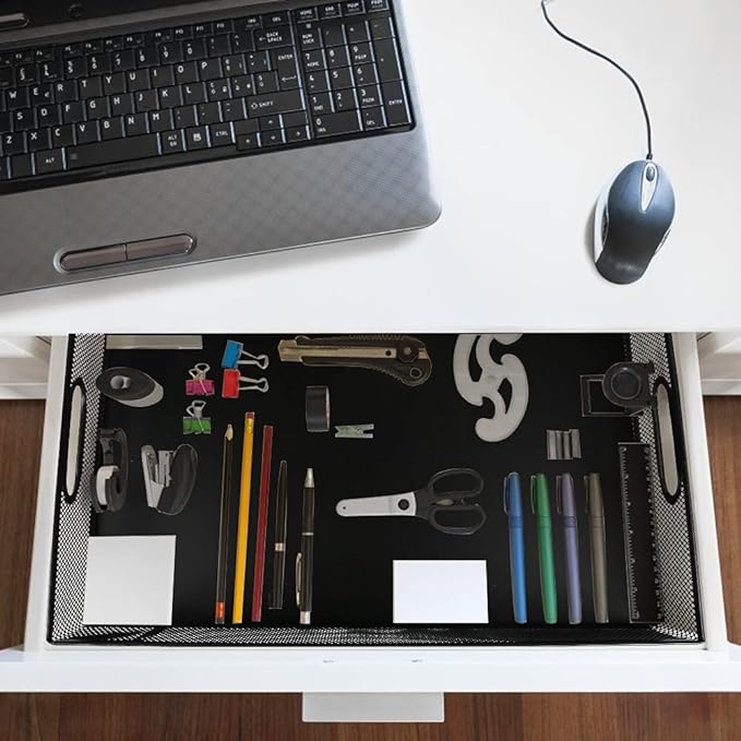 EsOfficce Desk Drawer Organizer, A4 Large Metal Mesh Desk Rrganizer Tray - Image 2