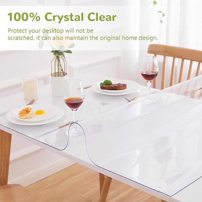 Eisdroma 24 x 55 Inch Clear Table Cover Protector, 1.5mm Plastic Table Cover - Image 5