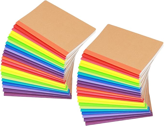 Zegrox A5 Notebook Bulk, 48 pack Kraft Cover College ruled Travel Journals by Zegrox