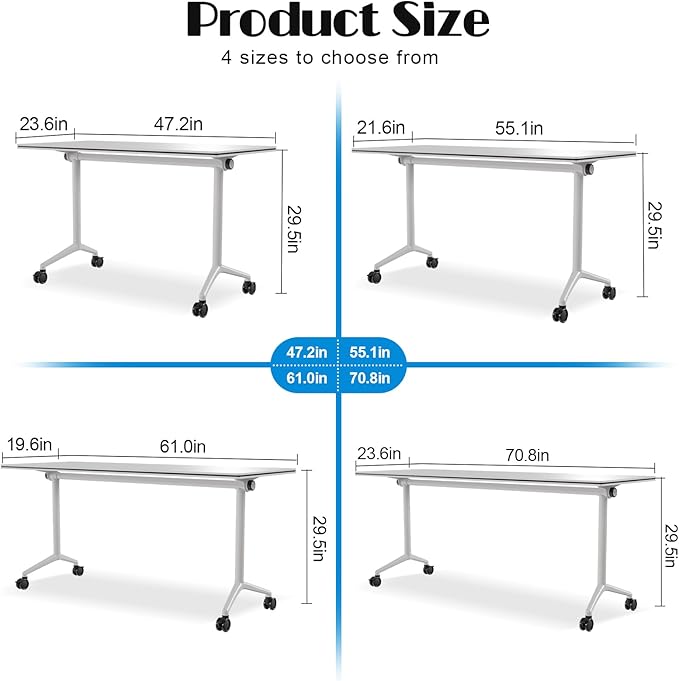 WYMHYZ Conference Table Flip Top Mobile Conference Room Tables, Folding - Image 2