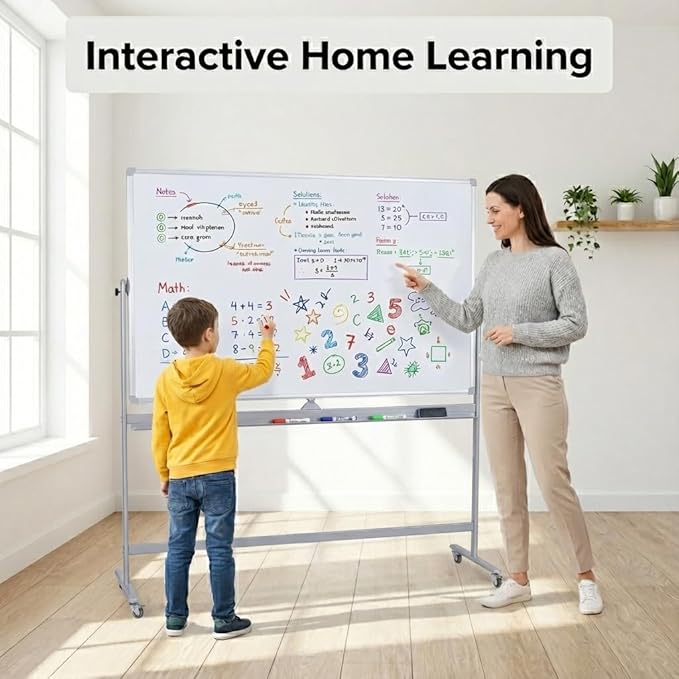 DexBoard Double-Sided 72" x 48" Mobile Whiteboard, Extra Large Rolling Magnetic - Image 6