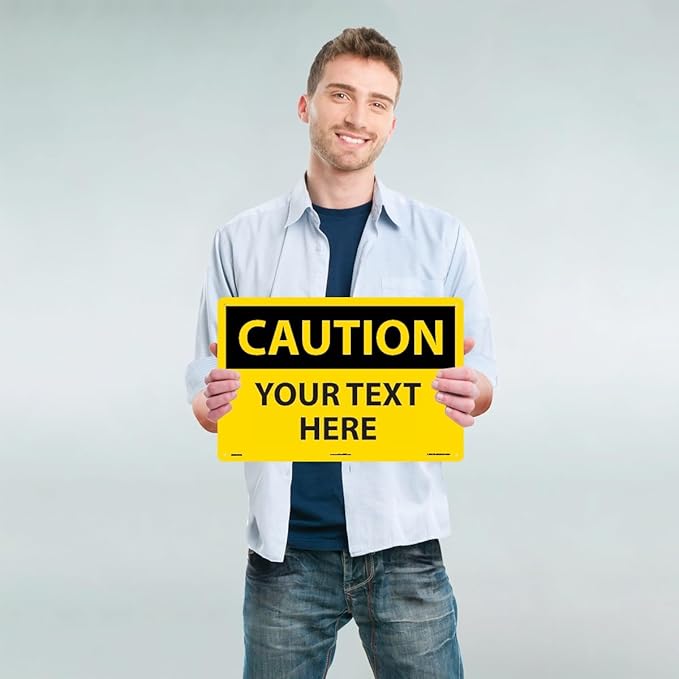 Custom OSHA Style Caution Sign 12" x 18" Aluminum Sign, Customizable "Your Text - Image 2