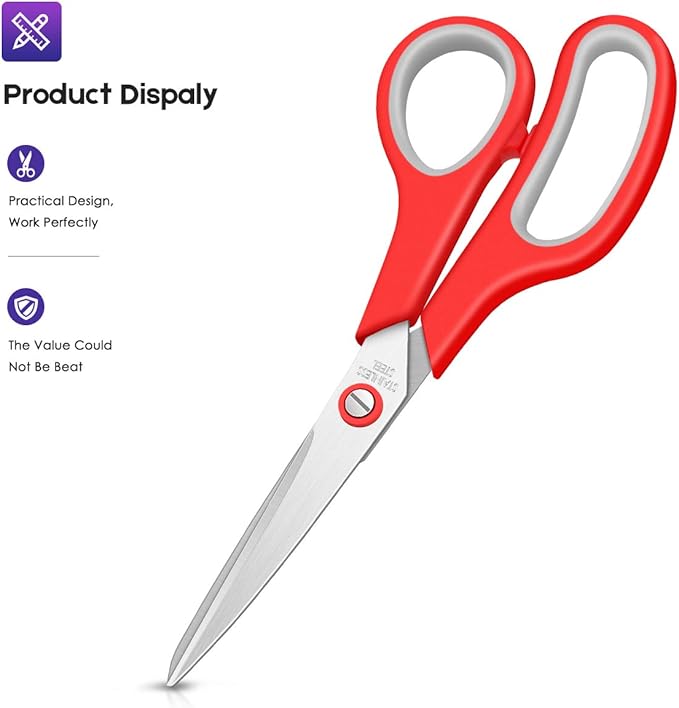 Scissors Bulk 40-Pack, Taotree 8" All Purpose Scissors, Soft Comfort-Grip - Image 2