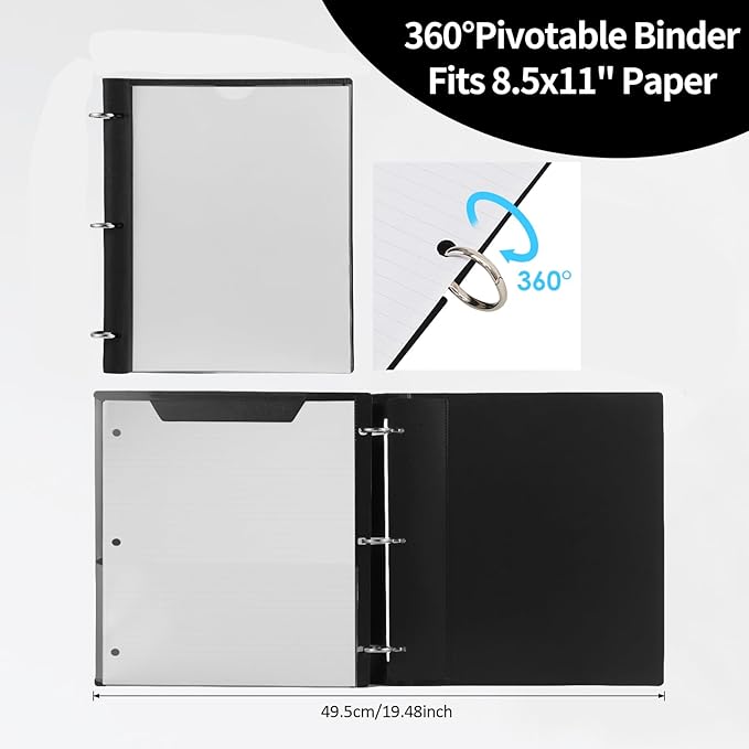 Tashkummy 360° Pivotable 3 Ring Binder, Upgraded Foldable Binders 1 inch 2 Pack - Image 5