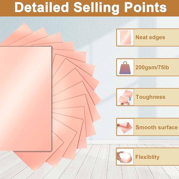 Silunkia 40 Sheets Pink Shimmer Cardstock 8.5 x 11 Crafts Paper, 75lb - Image 3